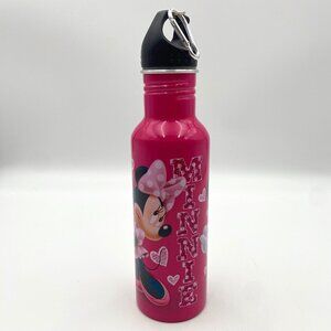 Jerry Leigh Minnie Mouse Metal Water Bottle Pink Twist Lid Refillable Bag Clip
